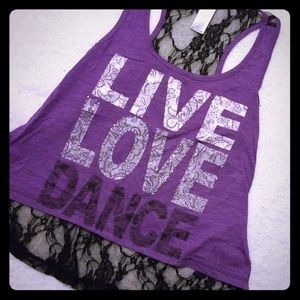 LIVE, LOVE, DANCE, tank top